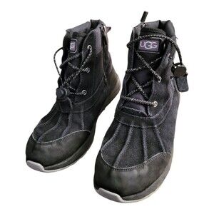 Ugg Turlock Black Suede Leather Women’s Waterproof Boot Snow Warm Size 5 *READ*